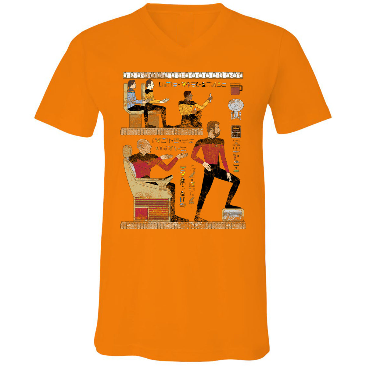 Unisex V-Neck T-Shirt - YGG9BPS4 - Orange - 11
