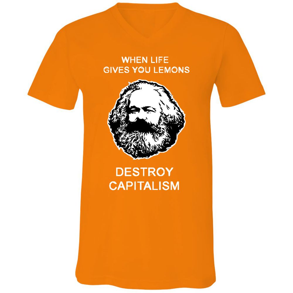 Unisex V-Neck T-Shirt - V4CQRWM8 - Orange - 11