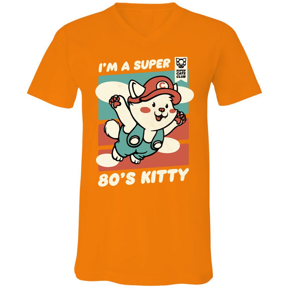 Unisex V-Neck T-Shirt - TG77YGVV - Orange - 11