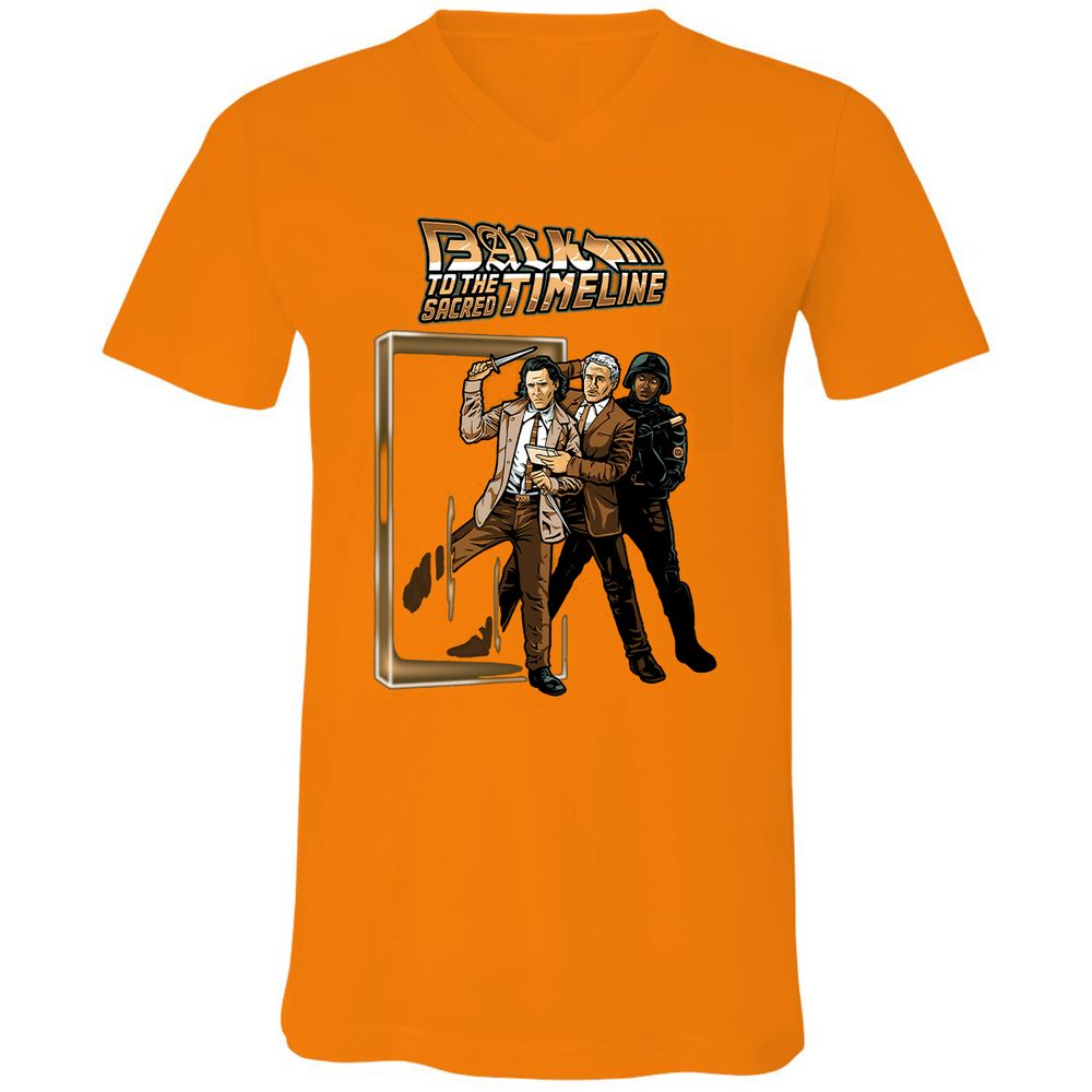 Unisex V-Neck T-Shirt - KJY83S2Q - Orange - 11