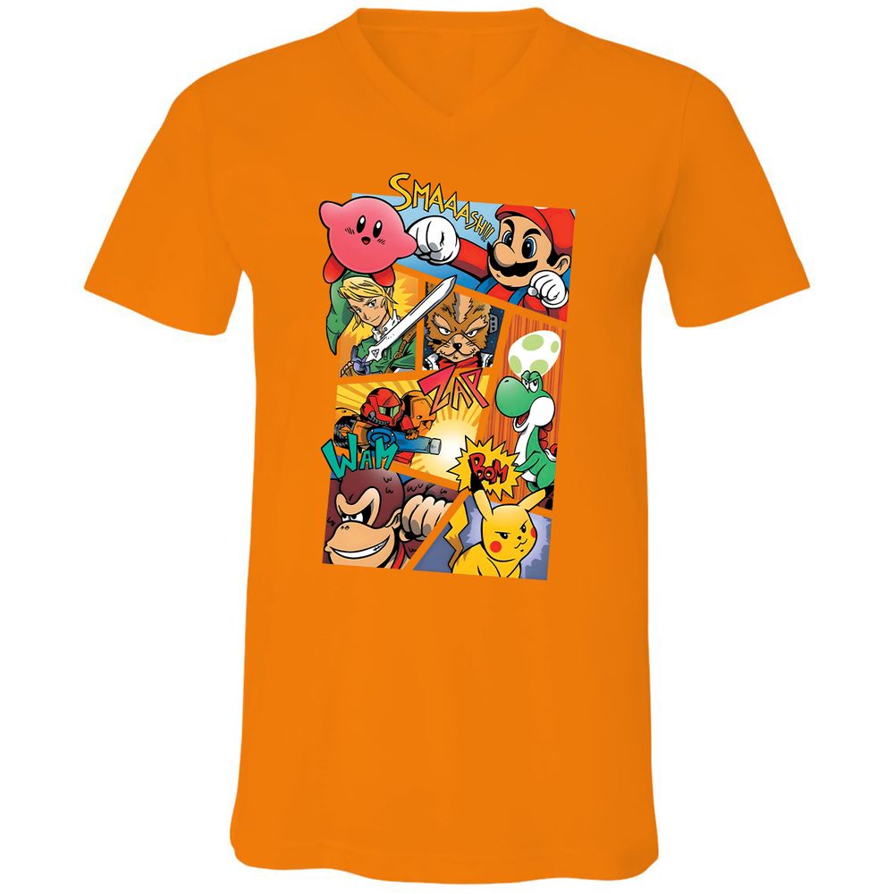 Unisex V-Neck T-Shirt - 29HE1BTW - Orange - 11