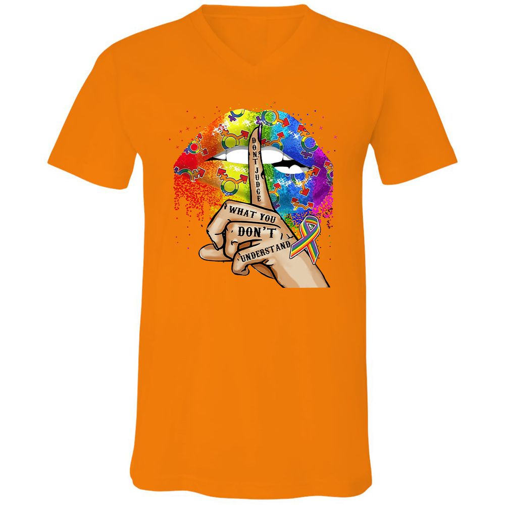 Unisex V-Neck T-Shirt - 5KLQ7T4Z - Orange - 11