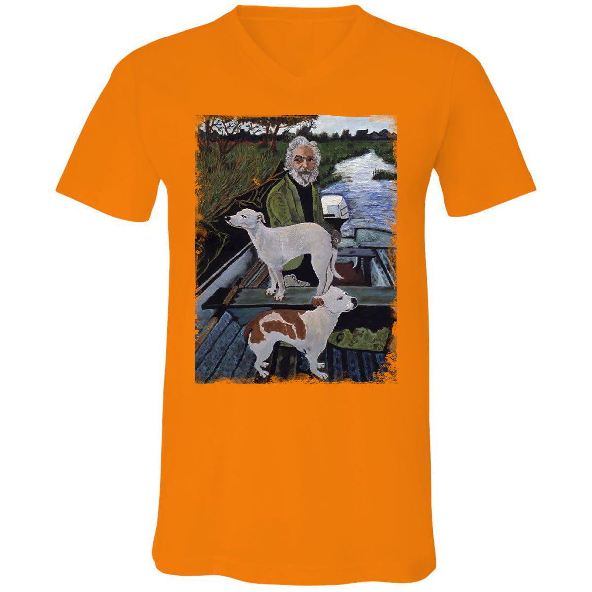 Unisex V-Neck T-Shirt - ZY8JYX1T - Orange - 11