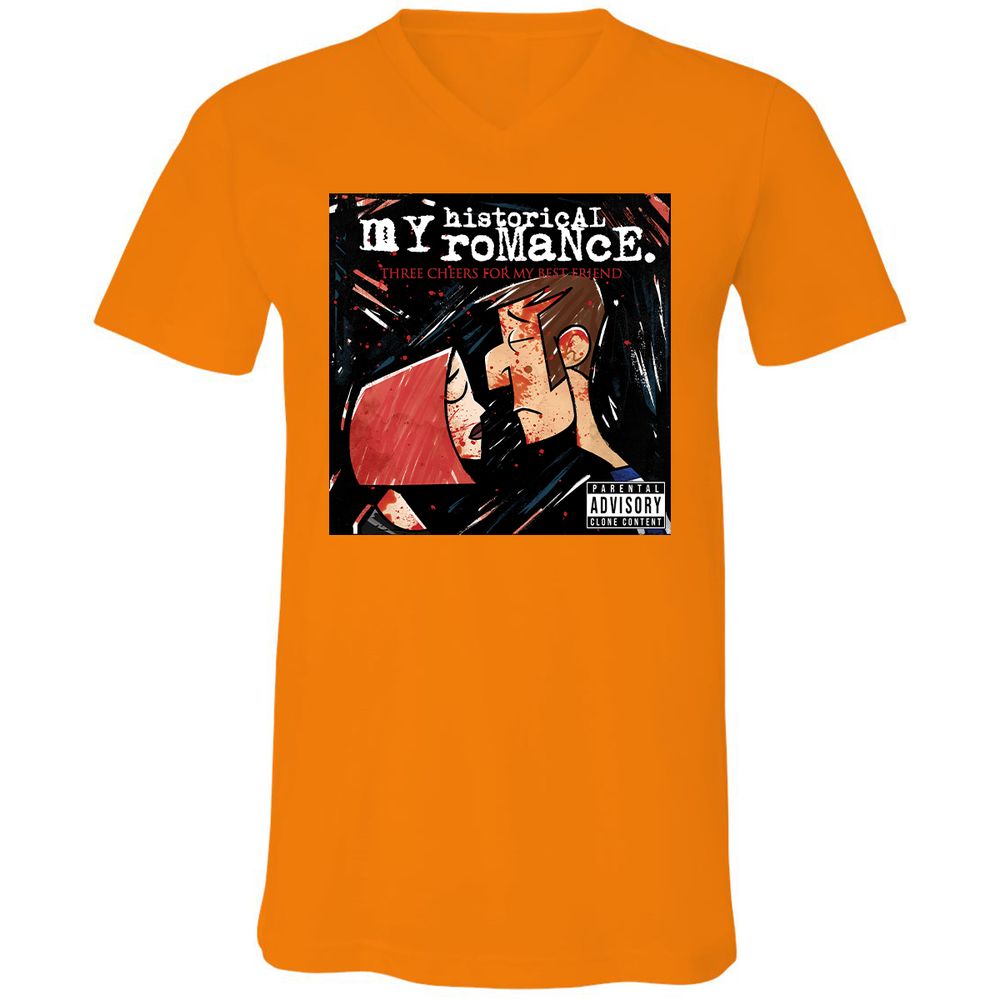 Unisex V-Neck T-Shirt - H61NCCYZ - Orange - 11