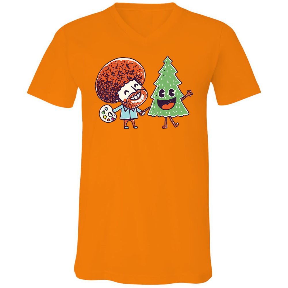 Unisex V-Neck T-Shirt - H8SKBNR3 - Orange - 11