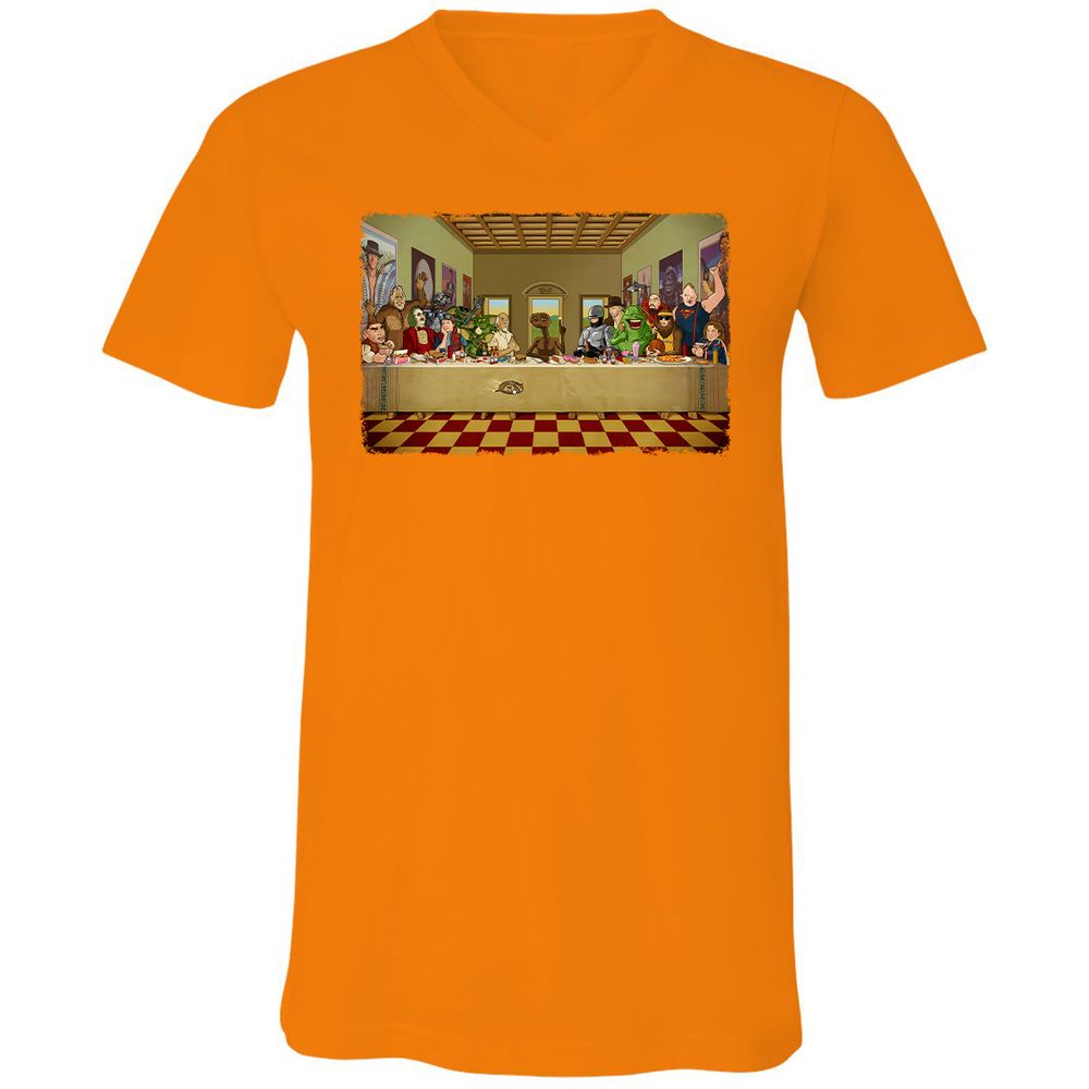 Unisex V-Neck T-Shirt - QQEBM7XU - Orange - 11