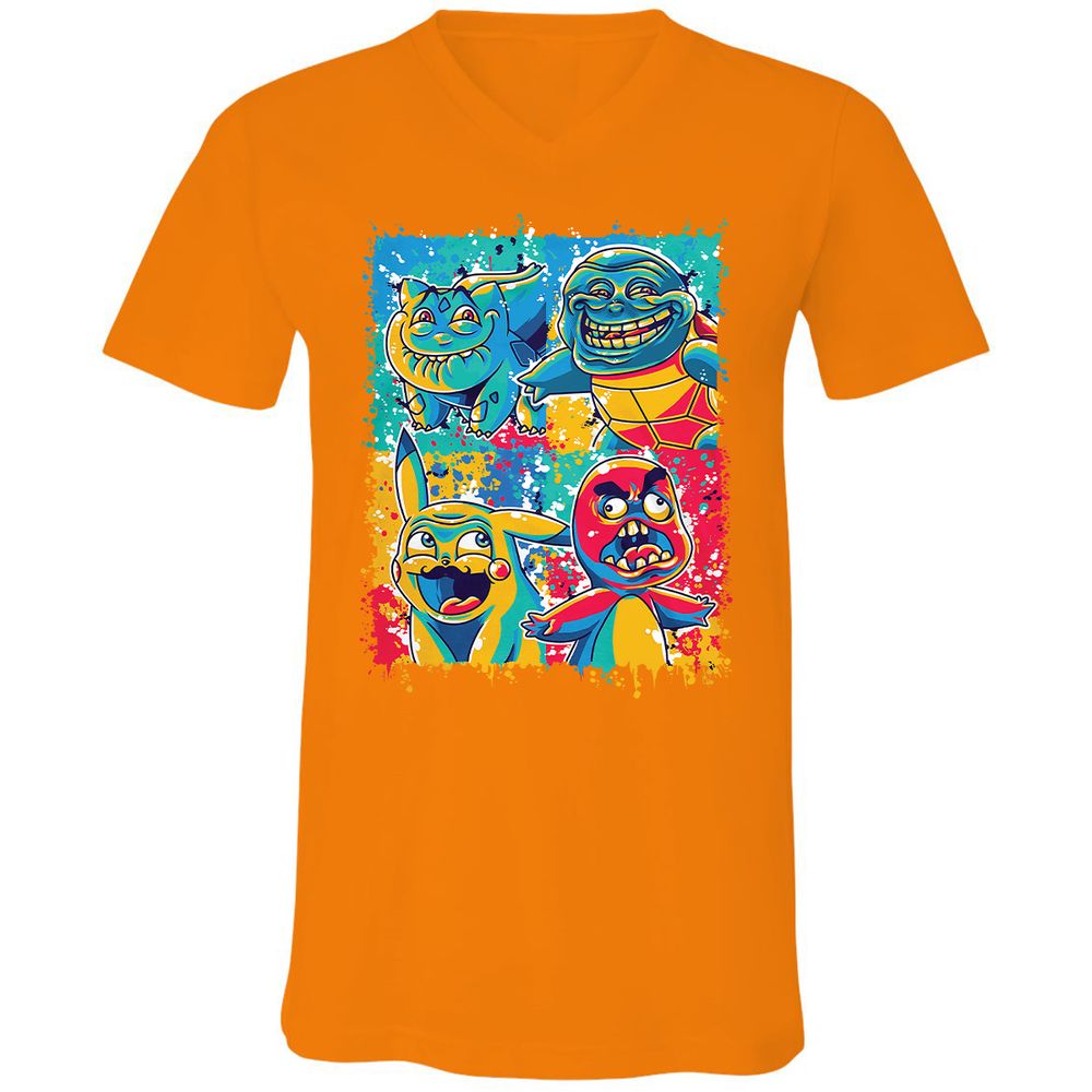 Unisex V-Neck T-Shirt - P6JLJ7FX - Orange - 11