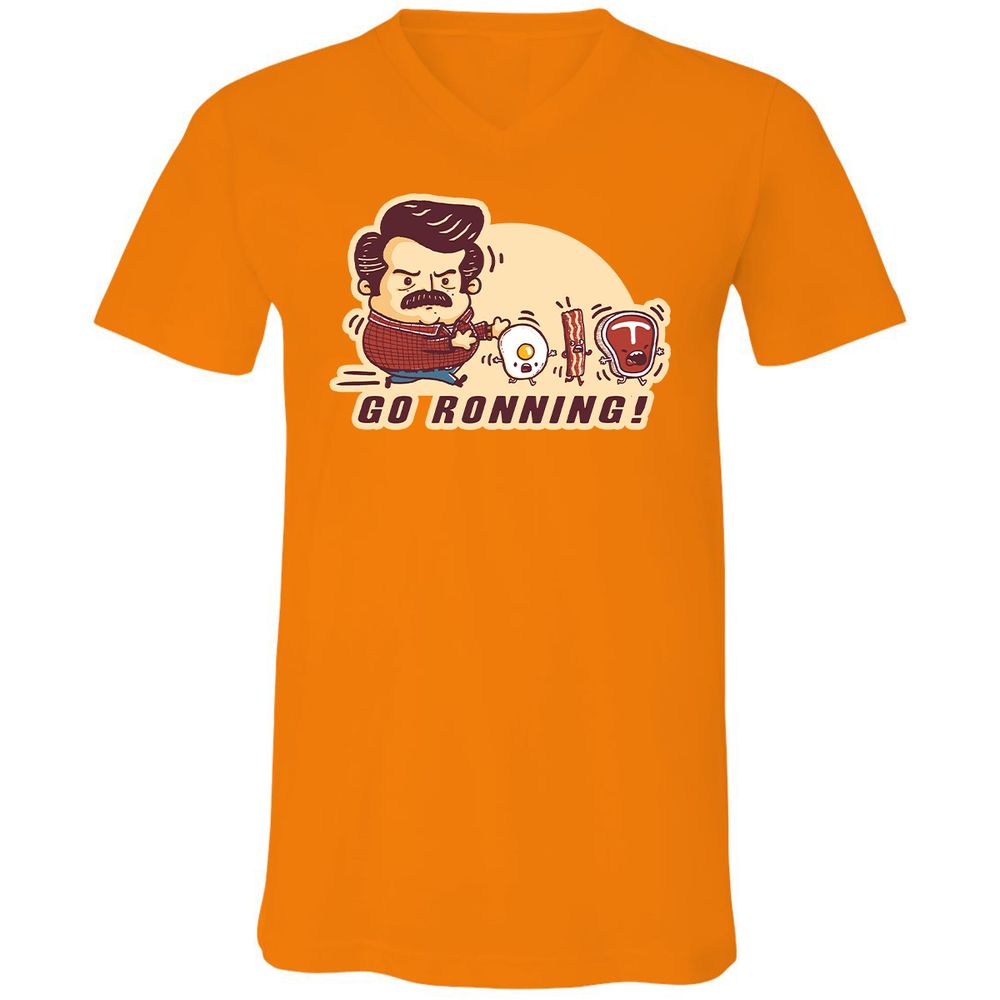 Unisex V-Neck T-Shirt - 47TZFM8T - Orange - 11