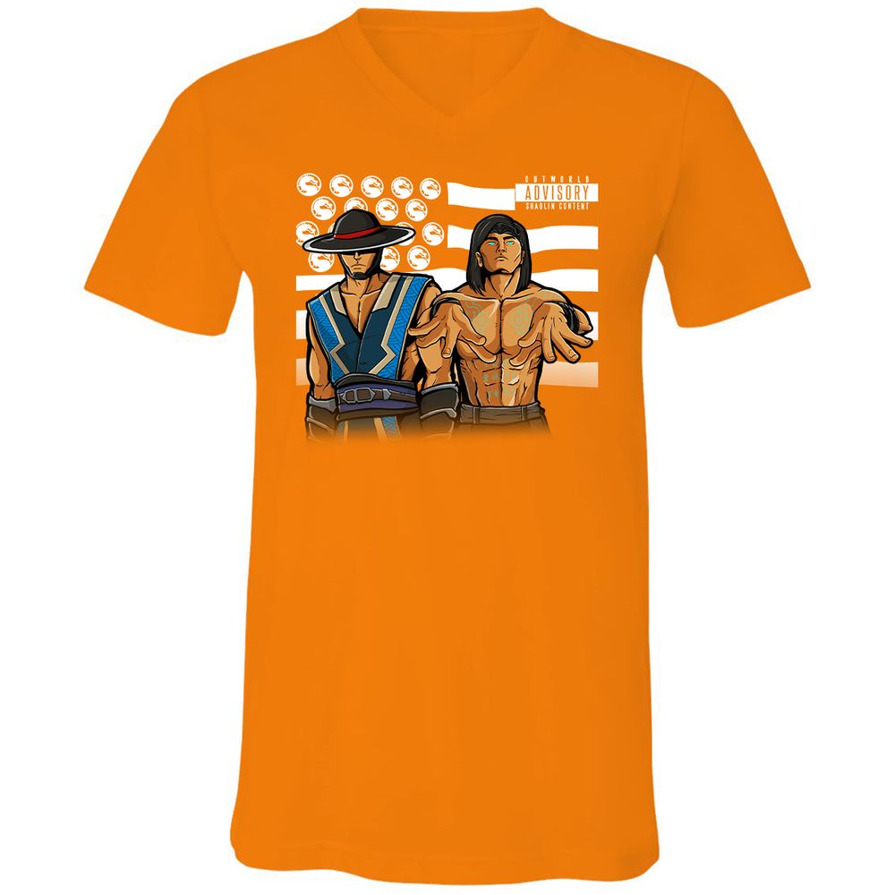 Unisex V-Neck T-Shirt - HZHQRXWW - Orange - 11