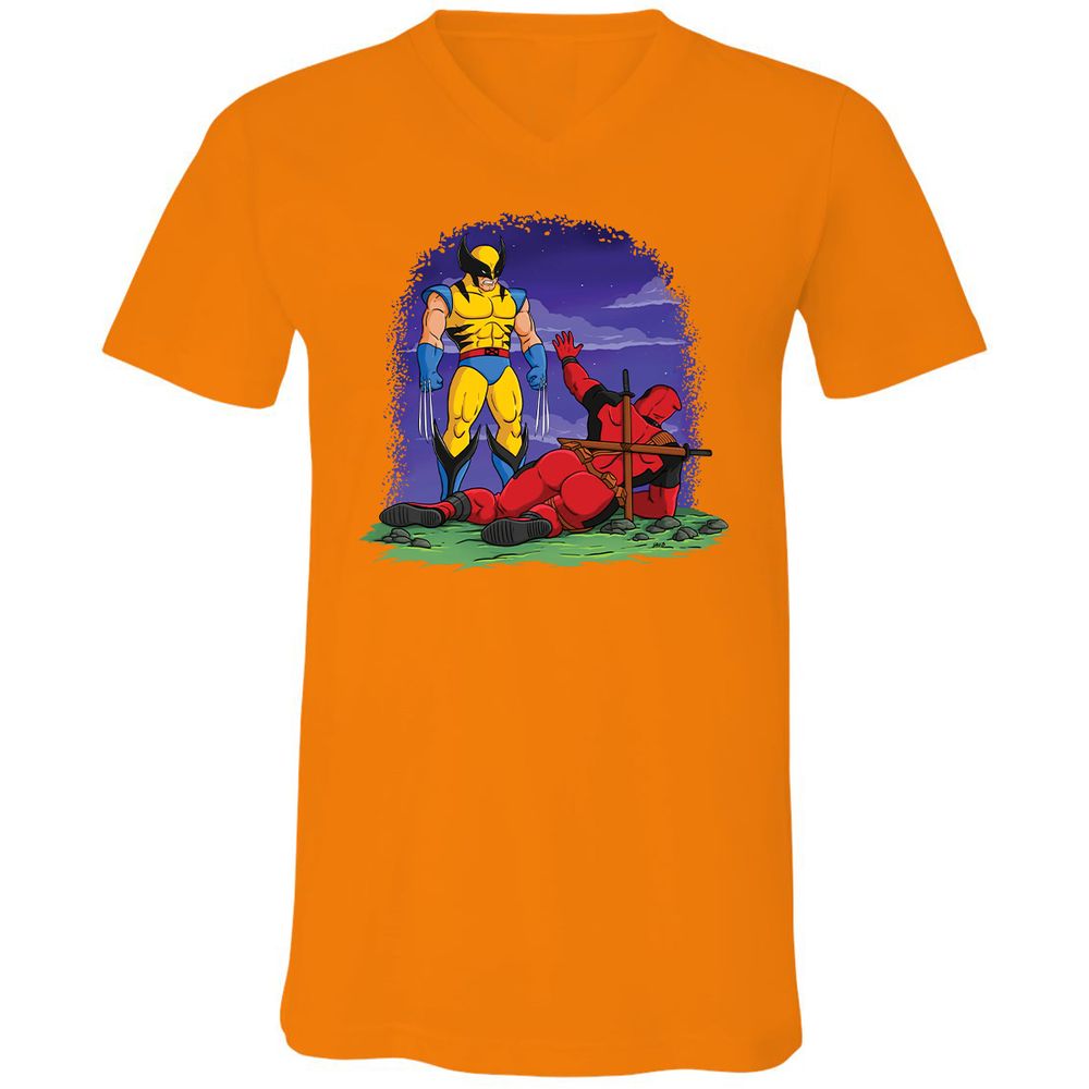 Unisex V-Neck T-Shirt - FG8WXZWB - Orange - 11