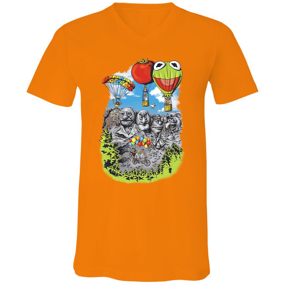 Unisex V-Neck T-Shirt - B6W3USD2 - Orange - 11