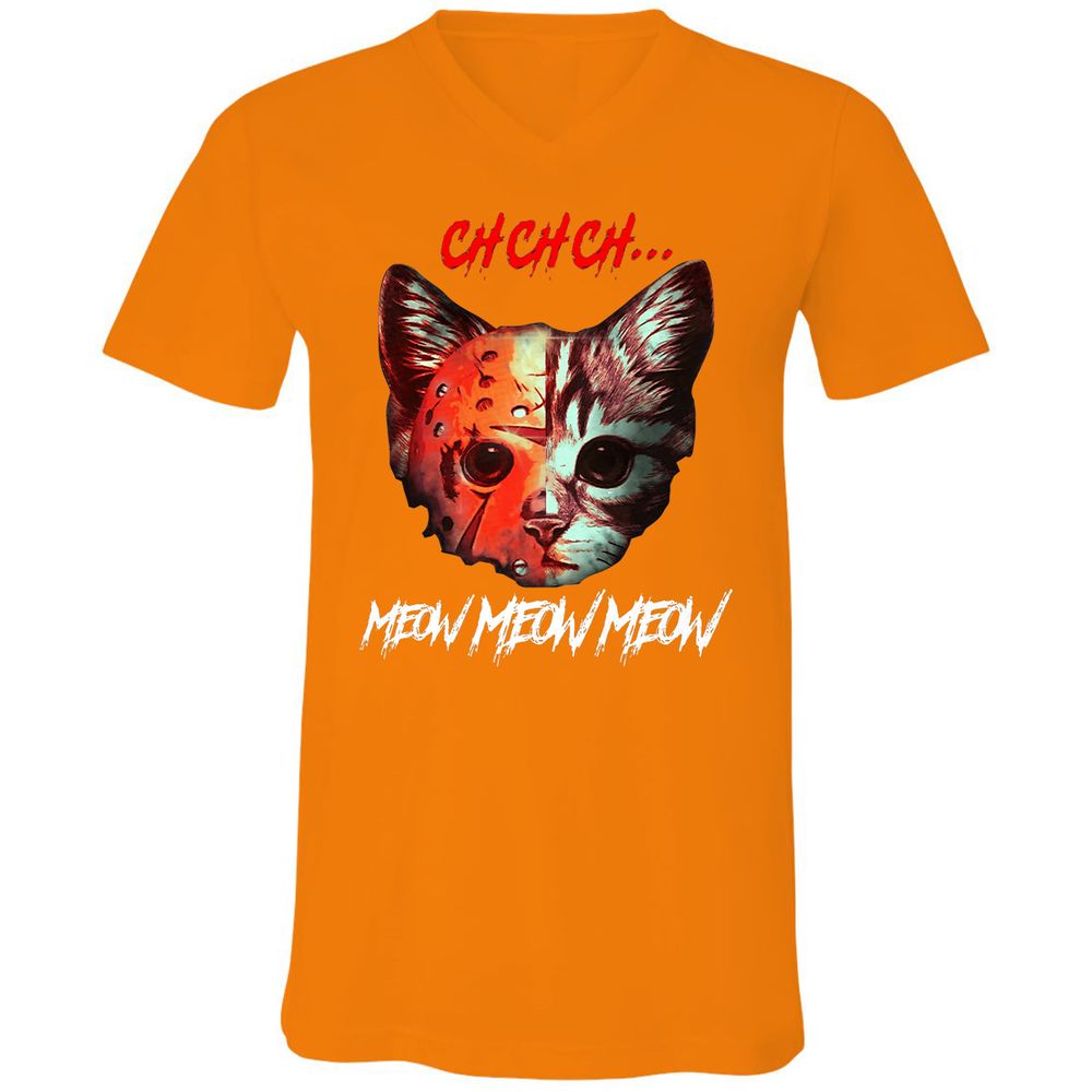 Unisex V-Neck T-Shirt - 75NSGXPQ - Orange - 11