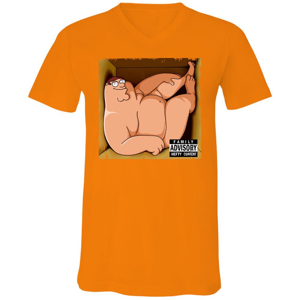 Unisex V-Neck T-Shirt - L8F5ZMVY - Orange - 11