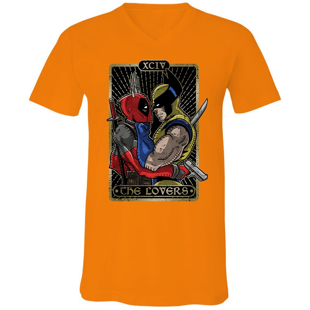Unisex V-Neck T-Shirt - 7Q3JFNUZ - Orange - 11