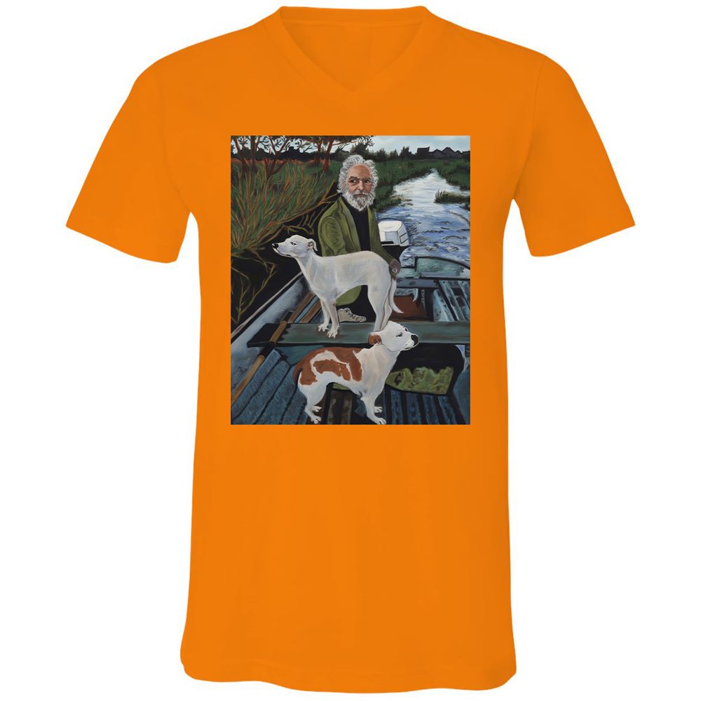 Unisex V-Neck T-Shirt - GQHE6N7J - Orange - 11