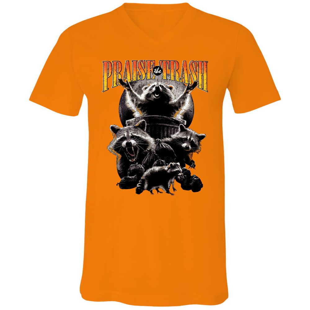 Unisex V-Neck T-Shirt - 14KXGNQQ - Orange - 11