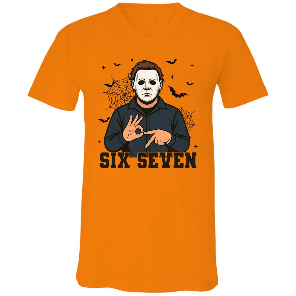 Unisex V-Neck T-Shirt - 5SCMJXG2 - Orange - 11