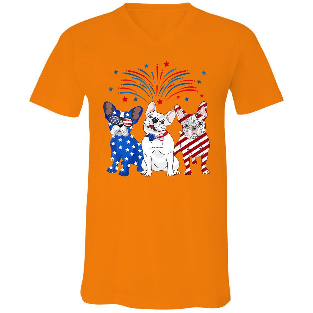 Unisex V-Neck T-Shirt - 35XKGDM8 - Orange - 11