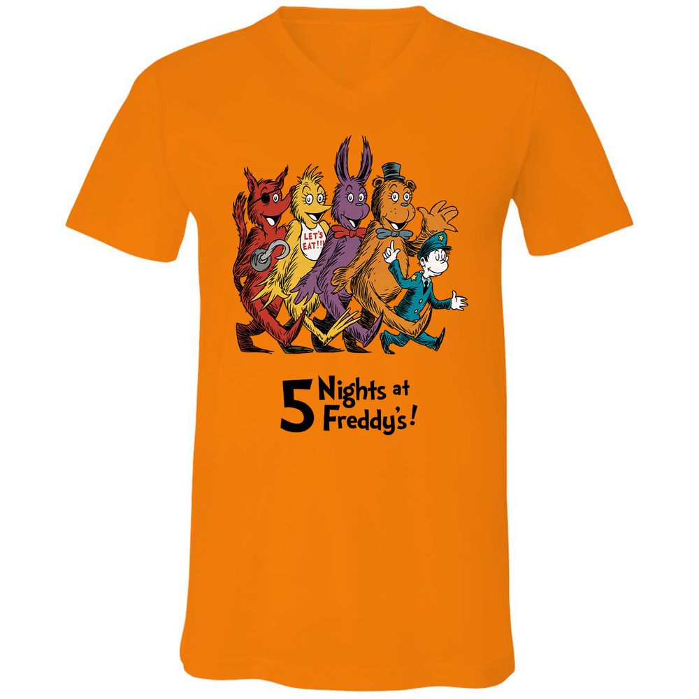 Unisex V-Neck T-Shirt - 4DP7TE5N - Orange - 11