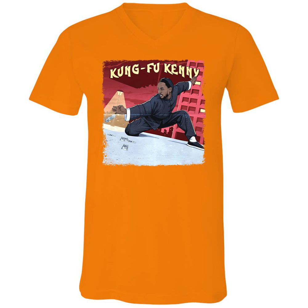 Unisex V-Neck T-Shirt - 7YE8R5FH - Orange - 11