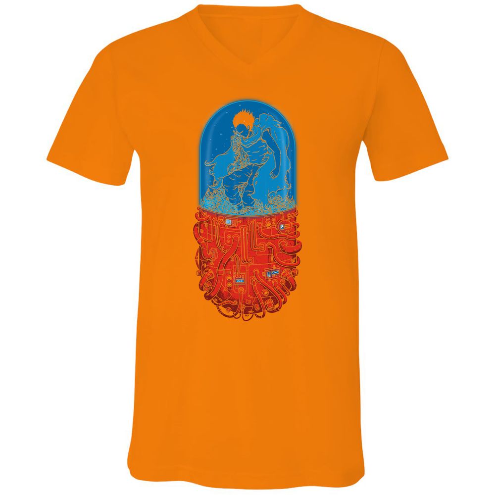 Unisex V-Neck T-Shirt - M3G8DWDT - Orange - 11