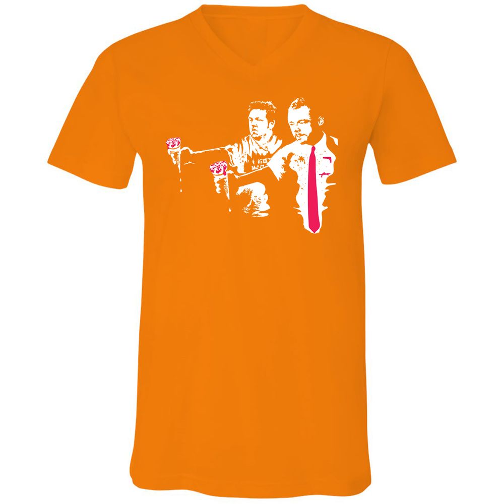 Unisex V-Neck T-Shirt - 18DFFRWE - Orange - 11