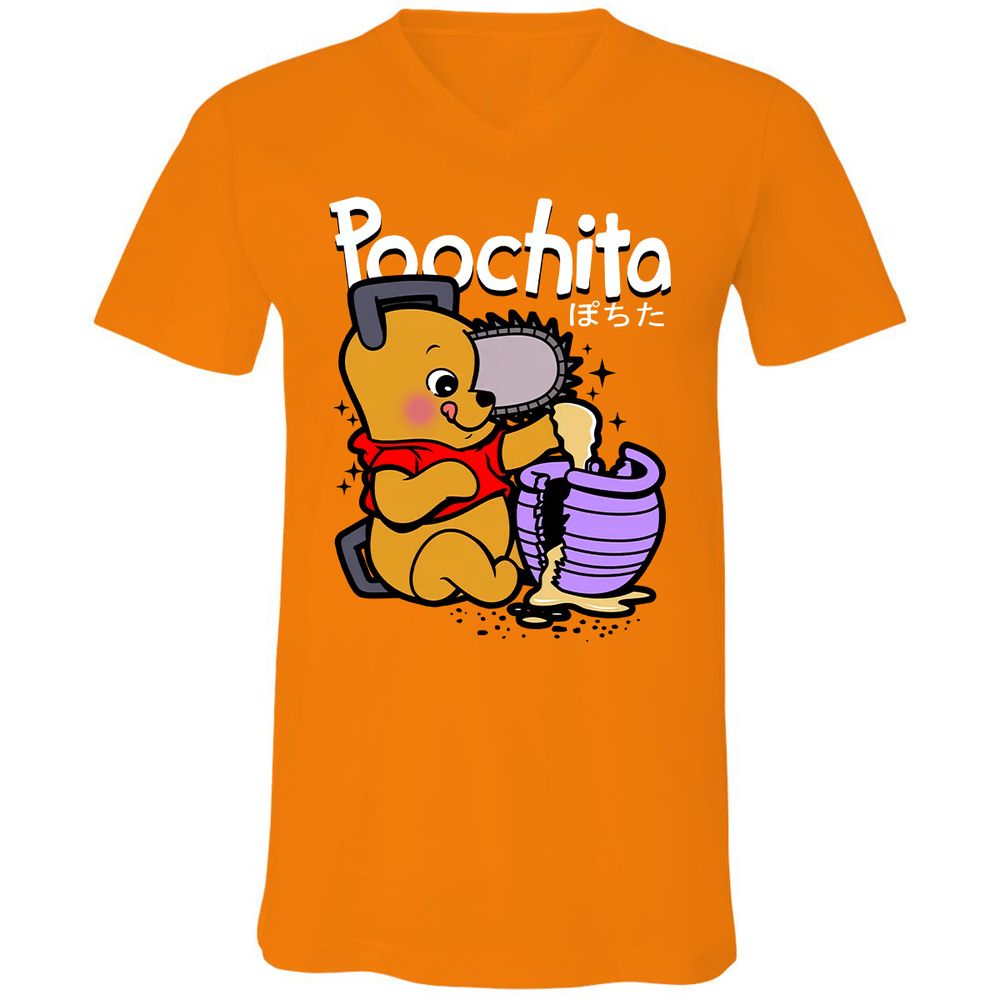 Unisex V-Neck T-Shirt - 56Z7PVWU - Orange - 11