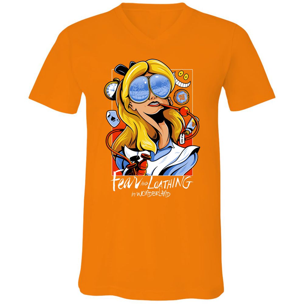 Unisex V-Neck T-Shirt - P7K7CRL8 - Orange - 11