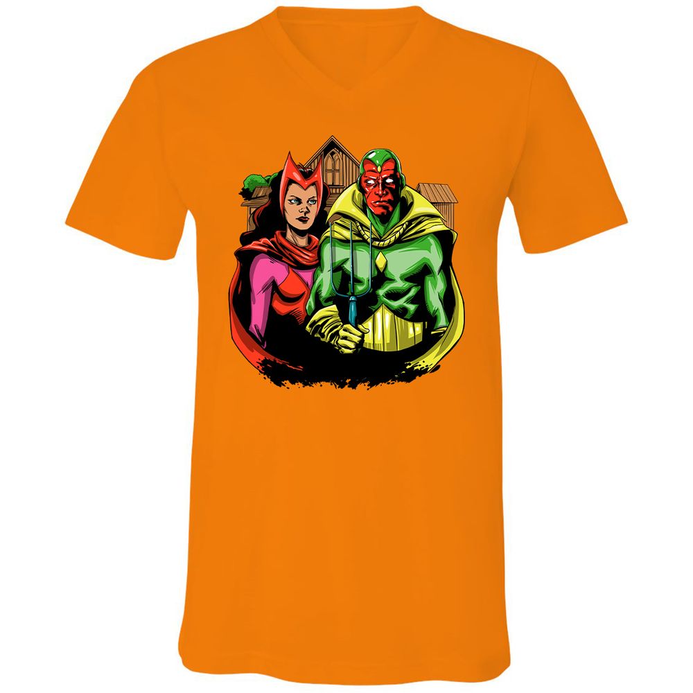 Unisex V-Neck T-Shirt - 5U655XYT - Orange - 11