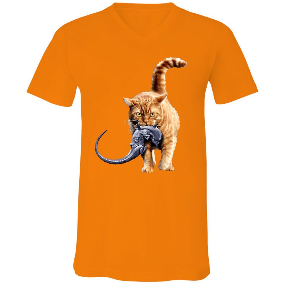 Unisex V-Neck T-Shirt - T1YKC78L - Orange - 11