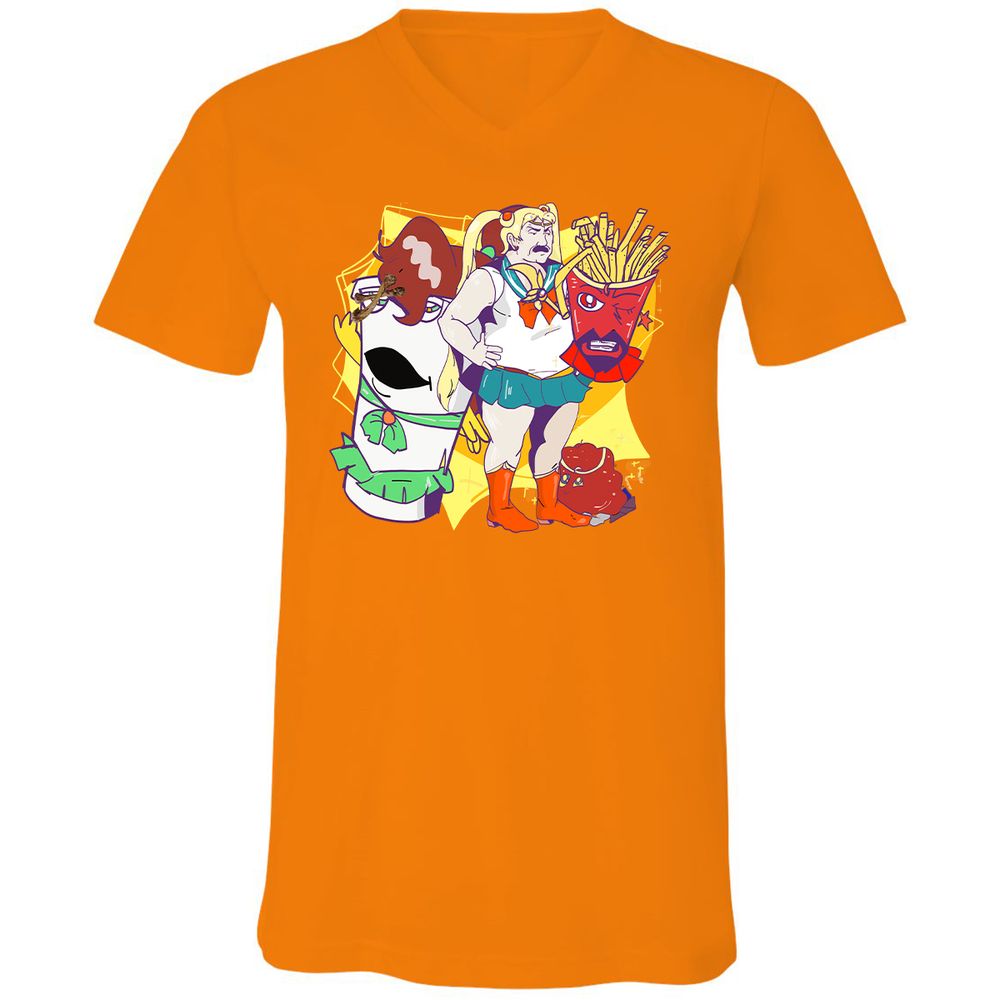 Unisex V-Neck T-Shirt - E42EMJK4 - Orange - 11