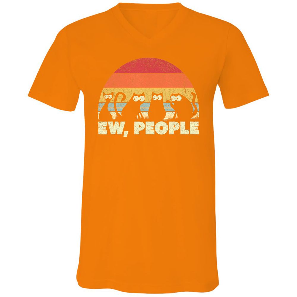 Unisex V-Neck T-Shirt - QCR5CSGQ - Orange - 11