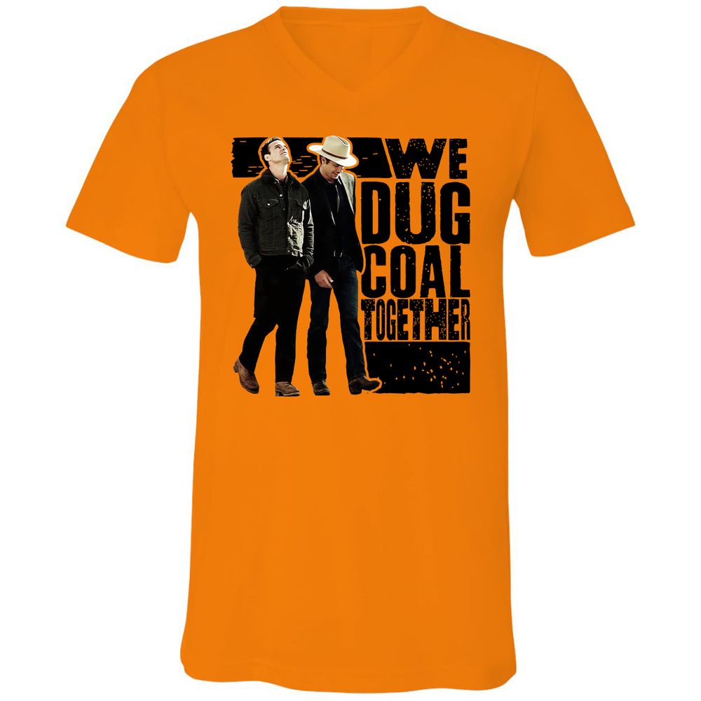 Unisex V-Neck T-Shirt - 8J5V7DVQ - Orange - 11