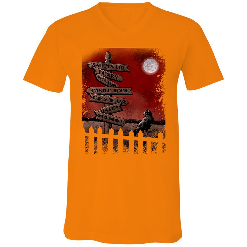 Unisex V-Neck T-Shirt - YWP7WBHF - Orange - 11