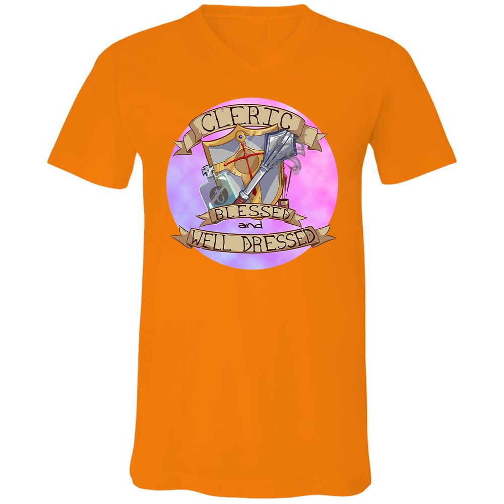 Unisex V-Neck T-Shirt - KEV3XK68 - Orange - 11