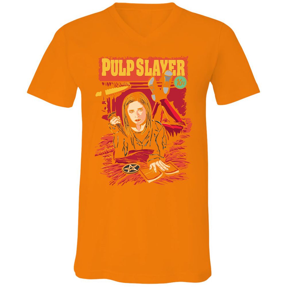 Unisex V-Neck T-Shirt - VH1AD7EJ - Orange - 11
