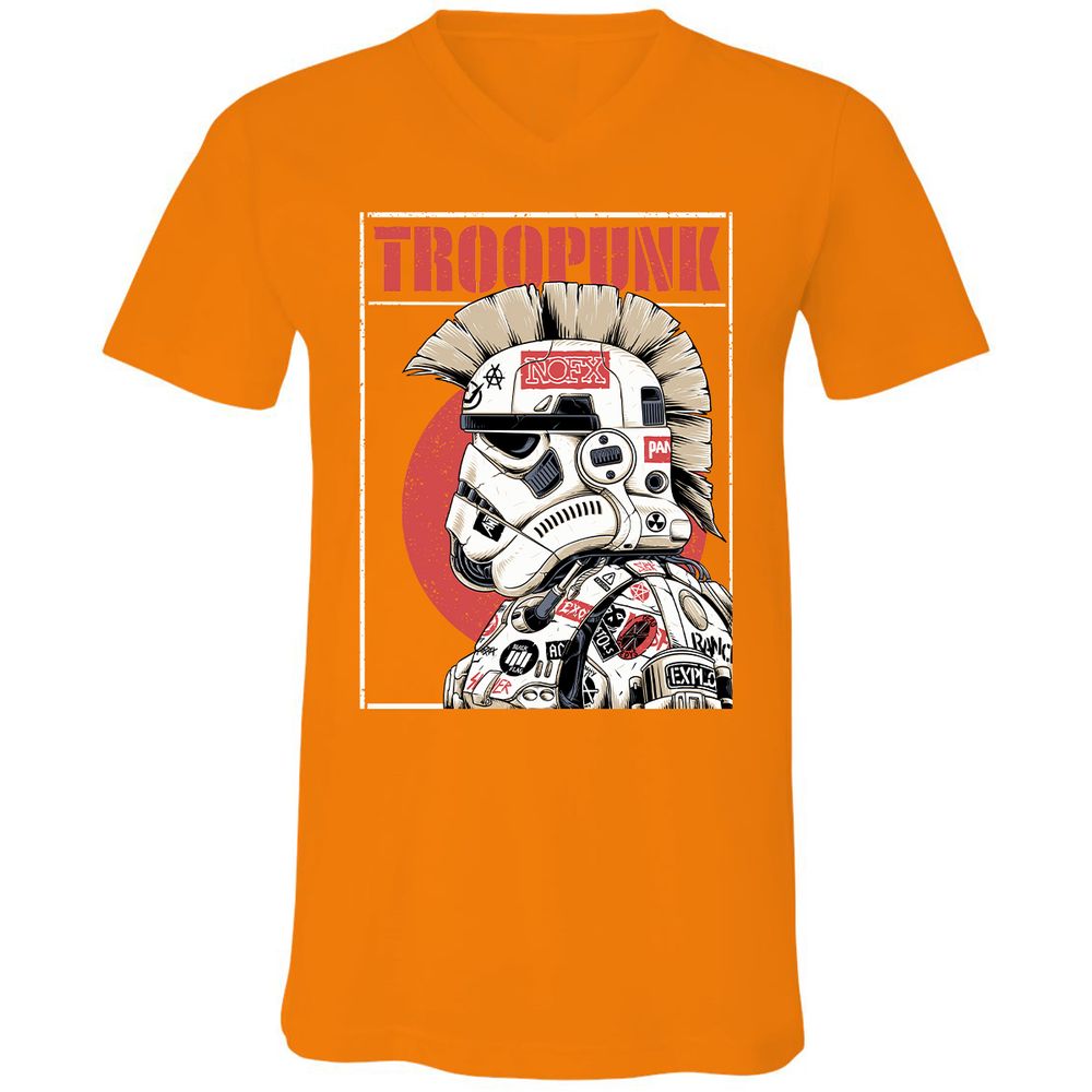 Unisex V-Neck T-Shirt - LF3XM8ZE - Orange - 11