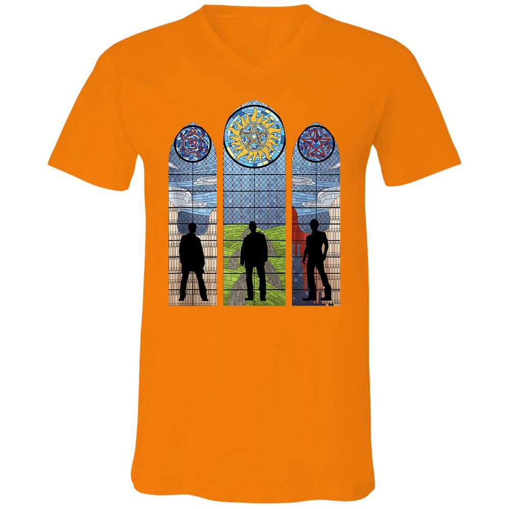 Unisex V-Neck T-Shirt - QE95G5RU - Orange - 11
