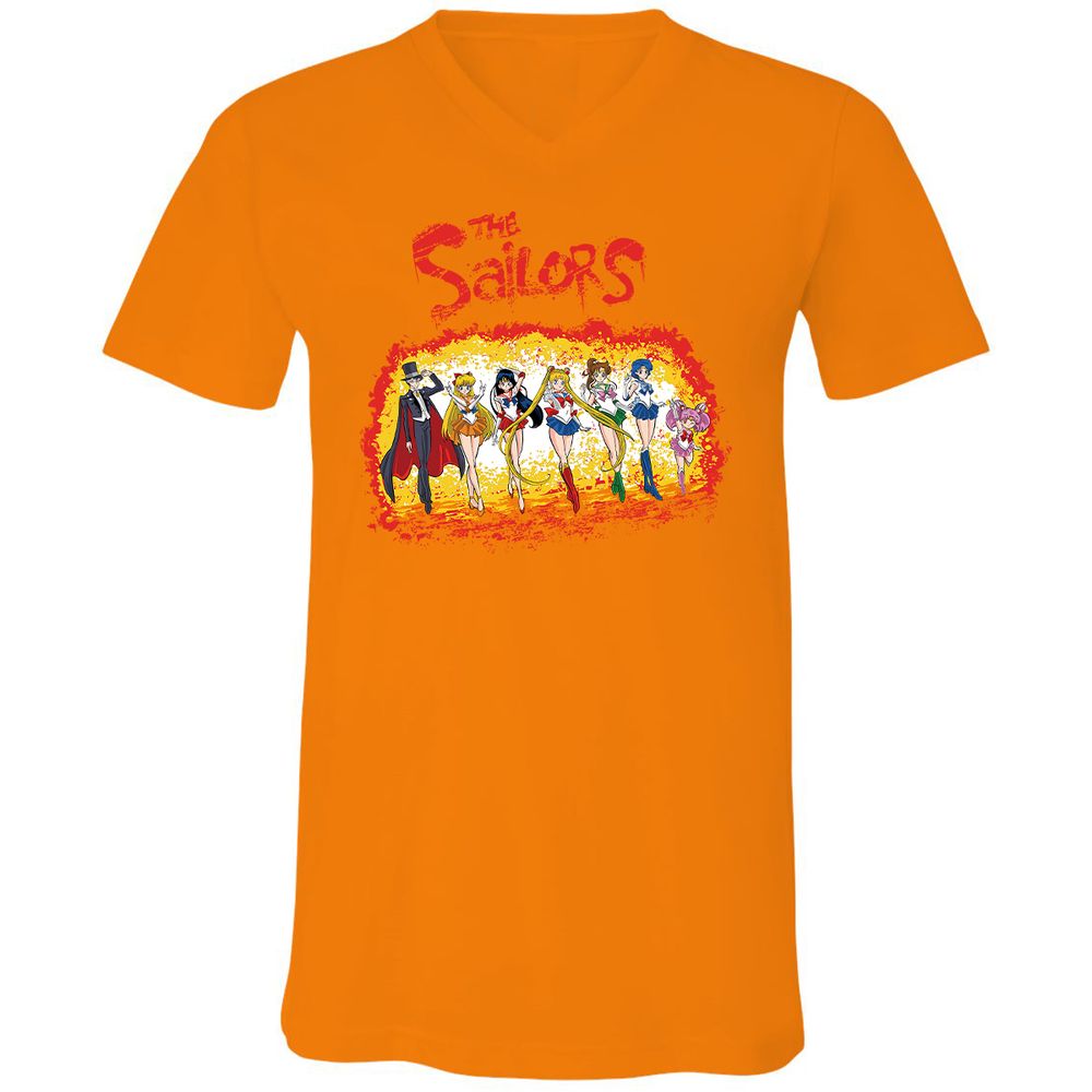 Unisex V-Neck T-Shirt - TJEQEL99 - Orange - 11