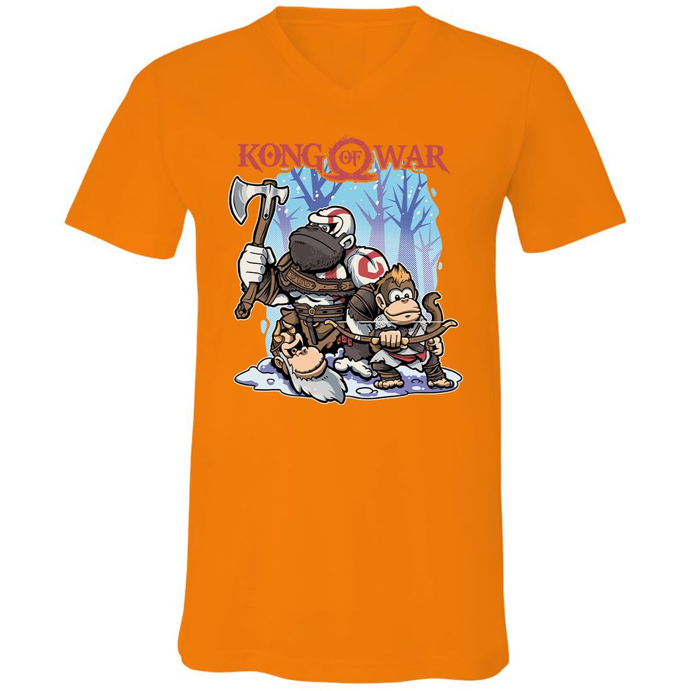 Unisex V-Neck T-Shirt - QL5ATRXK - Orange - 11