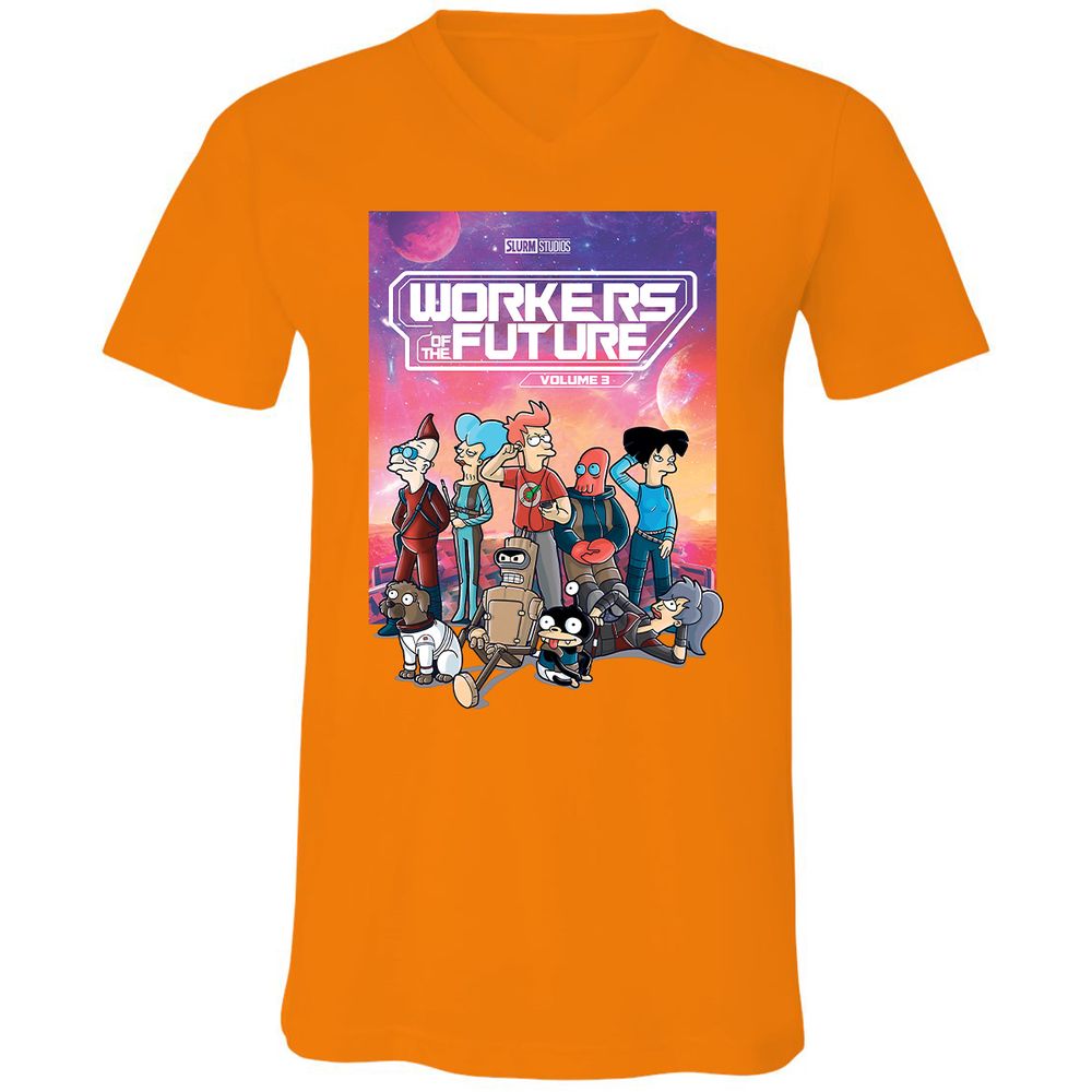 Unisex V-Neck T-Shirt - RUT7Q3LP - Orange - 11