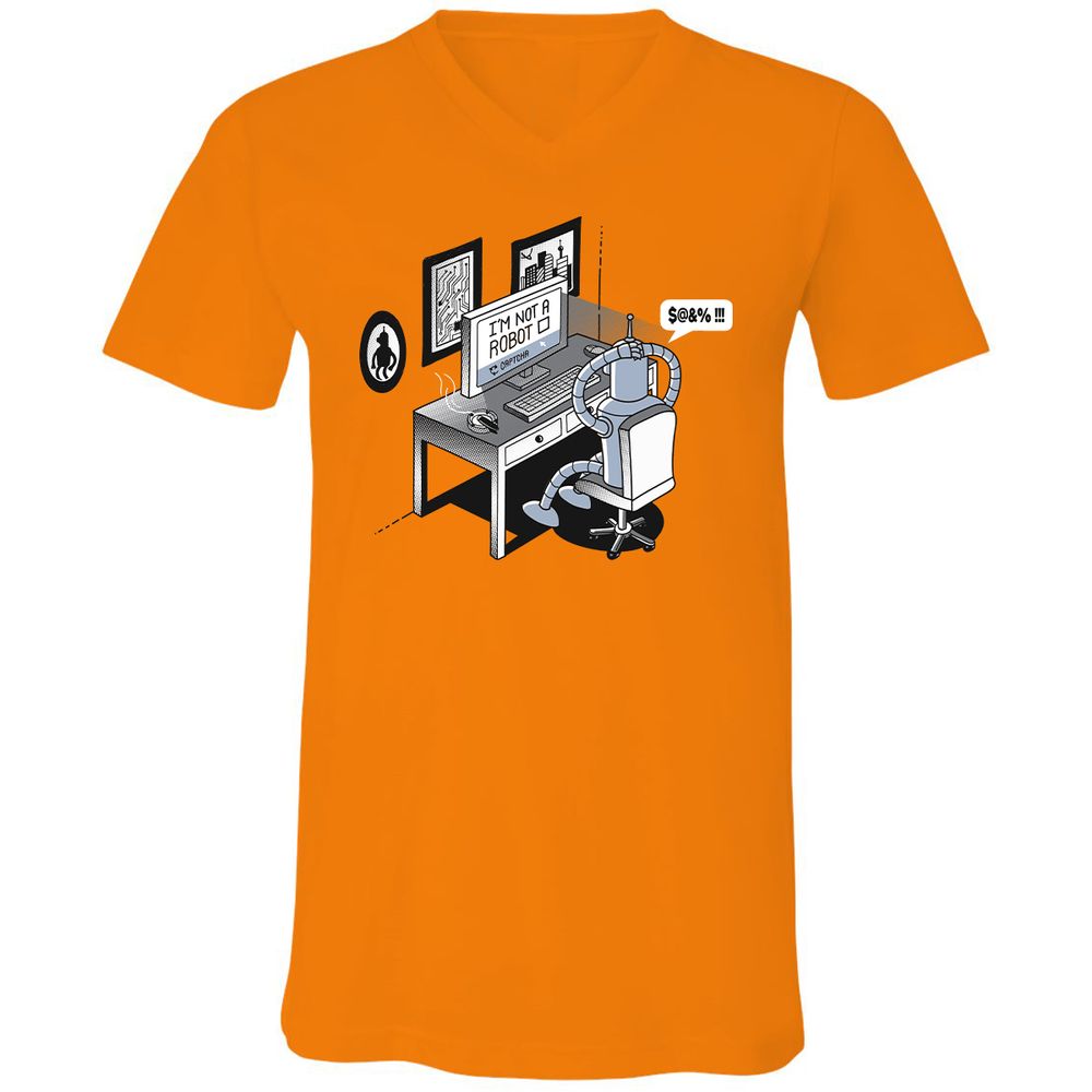 Unisex V-Neck T-Shirt - T6VA6F1U - Orange - 11