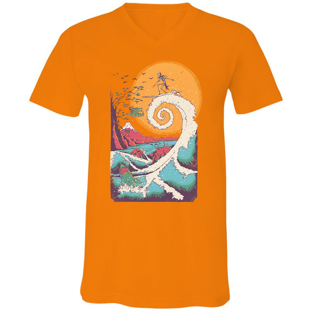 Unisex V-Neck T-Shirt - 5FHYNHPJ - Orange - 11