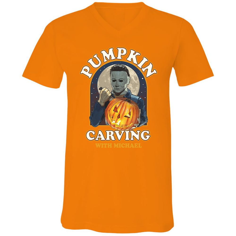 Unisex V-Neck T-Shirt - WK3CV2KG - Orange - 11