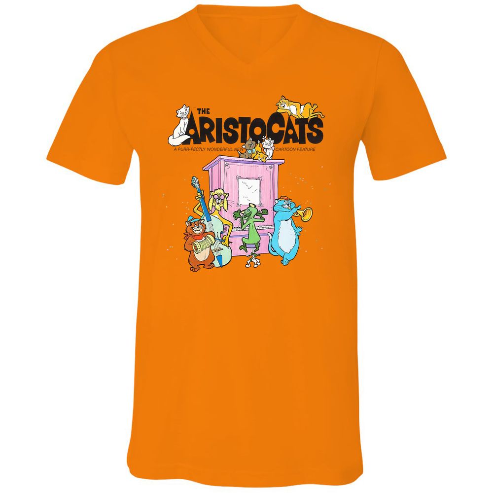 Unisex V-Neck T-Shirt - B2VH5G7D - Orange - 11