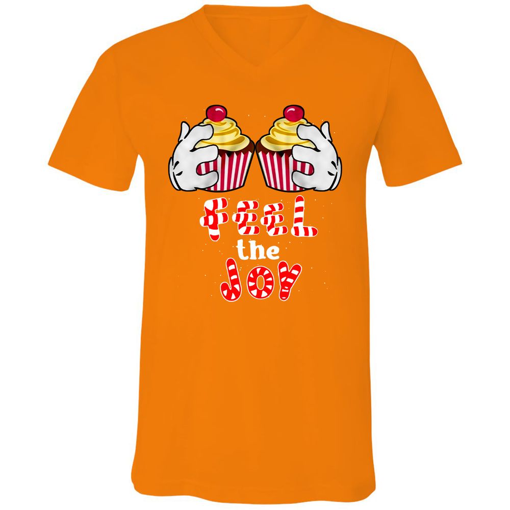 Unisex V-Neck T-Shirt - S6B8F59B - Orange - 11