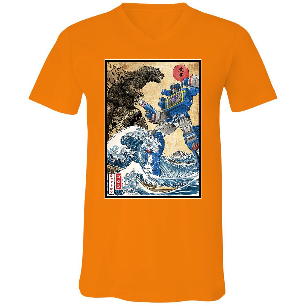 Unisex V-Neck T-Shirt - R58T1AH8 - Orange - 11