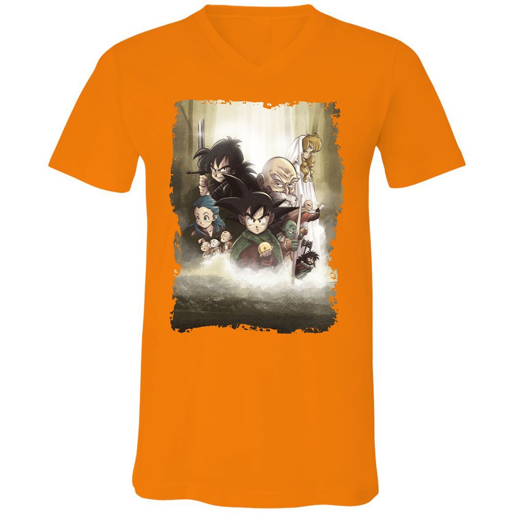 Unisex V-Neck T-Shirt - ZNUUR6J7 - Orange - 11