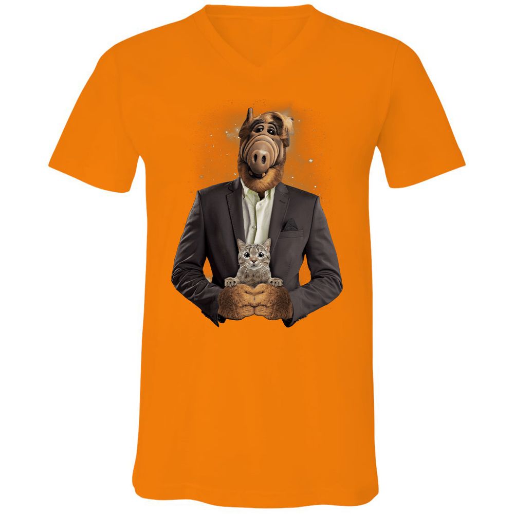 Unisex V-Neck T-Shirt - RHFGZGKW - Orange - 11