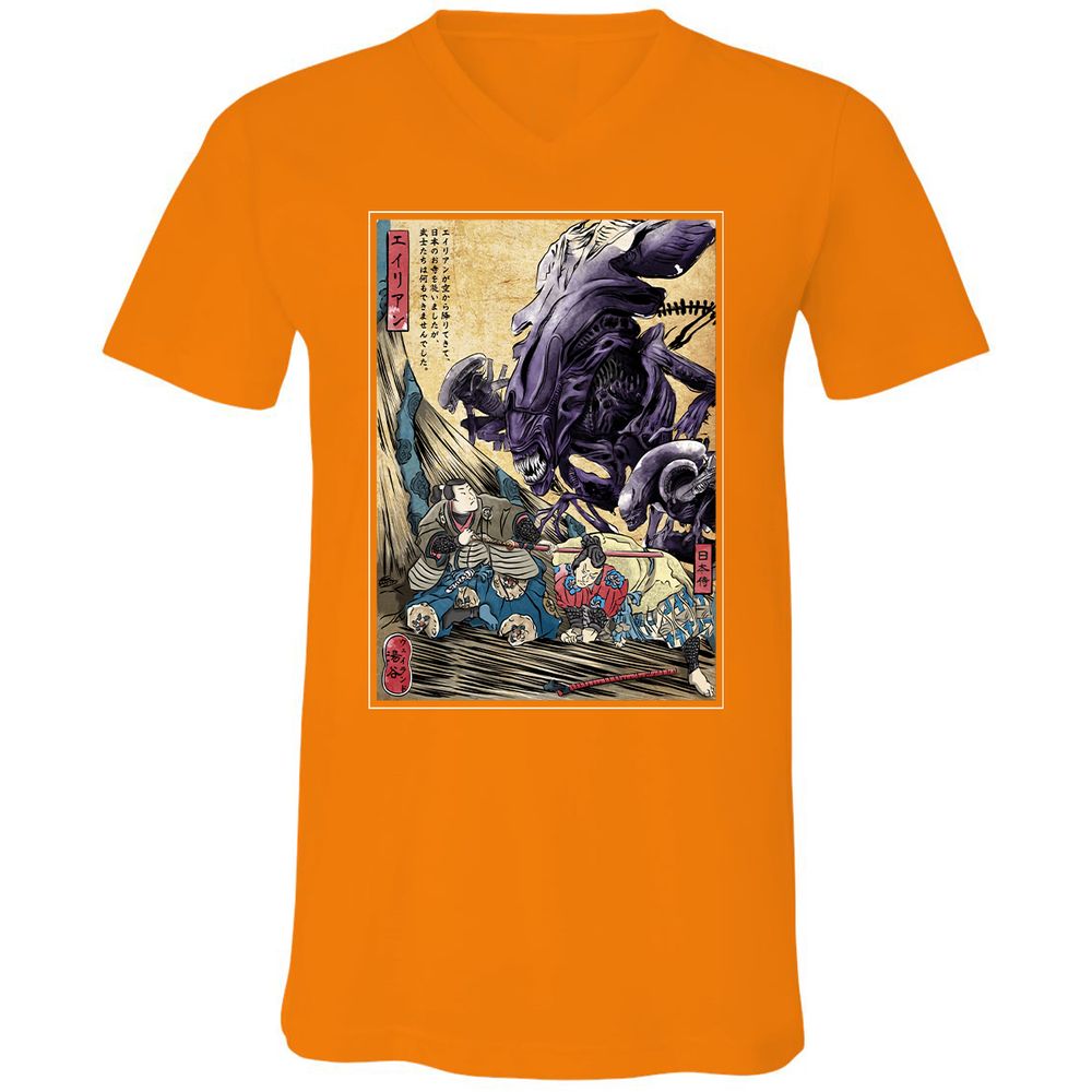 Unisex V-Neck T-Shirt - T66RFLWZ - Orange - 11